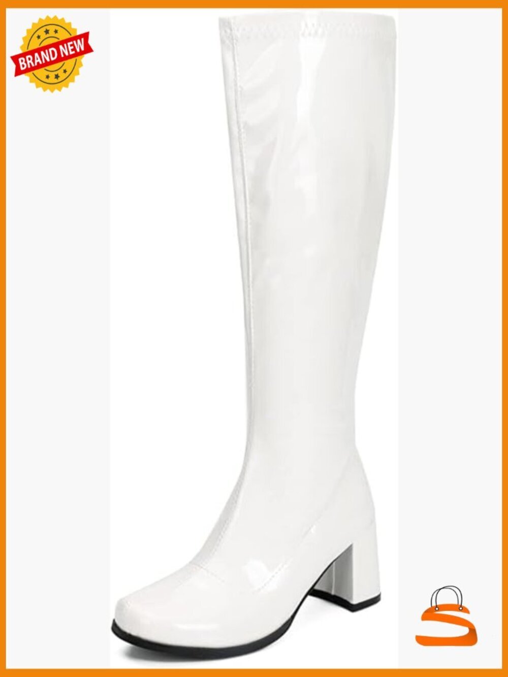 Women's Knee High Chunky Heel Gogo Boots Square Toe 60s 70s Disco Costume